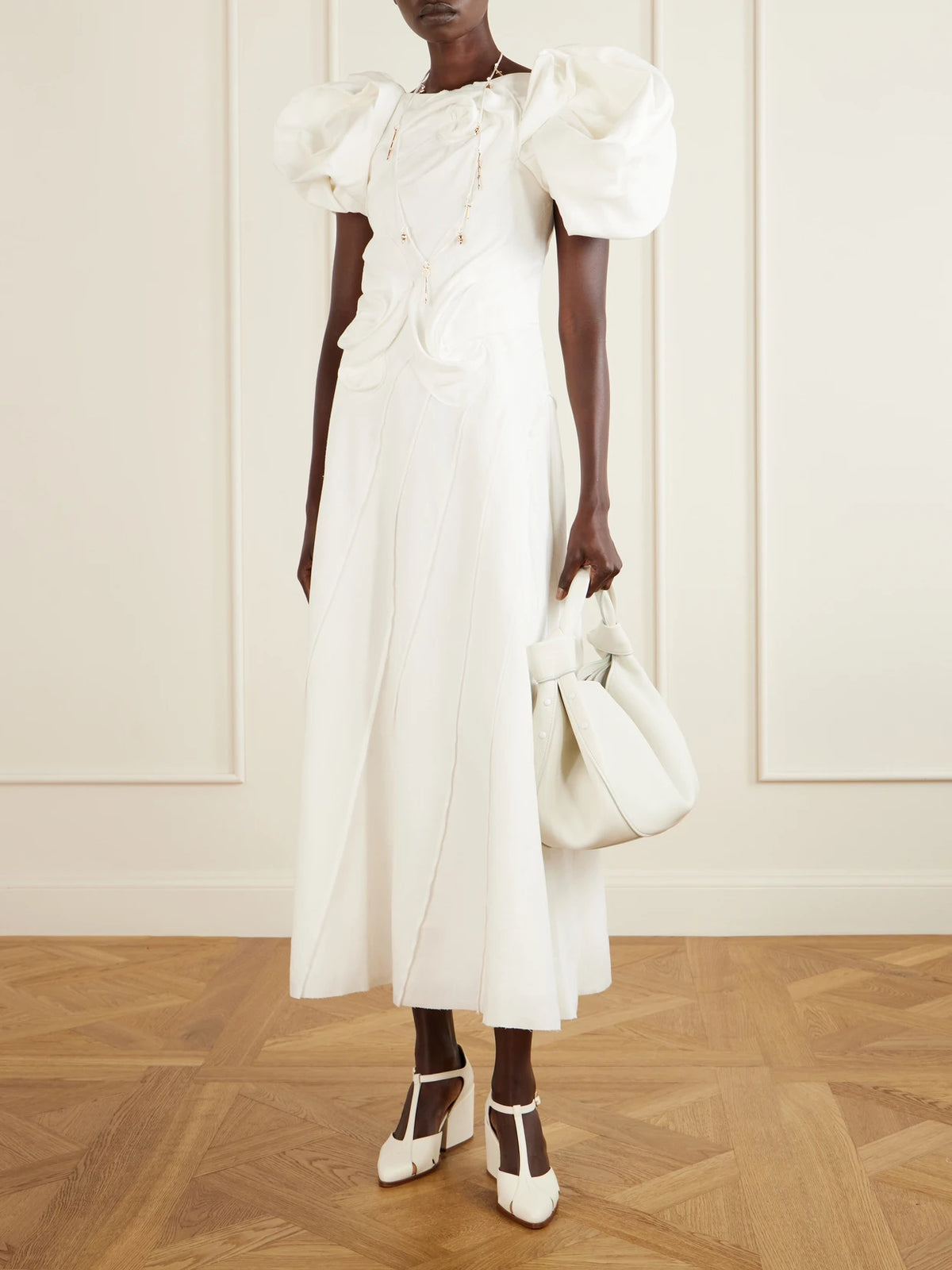Image of Bags. Product name - Antonia Small Leather Shoulder Bag in White colour by brand - Gabriela Hearst