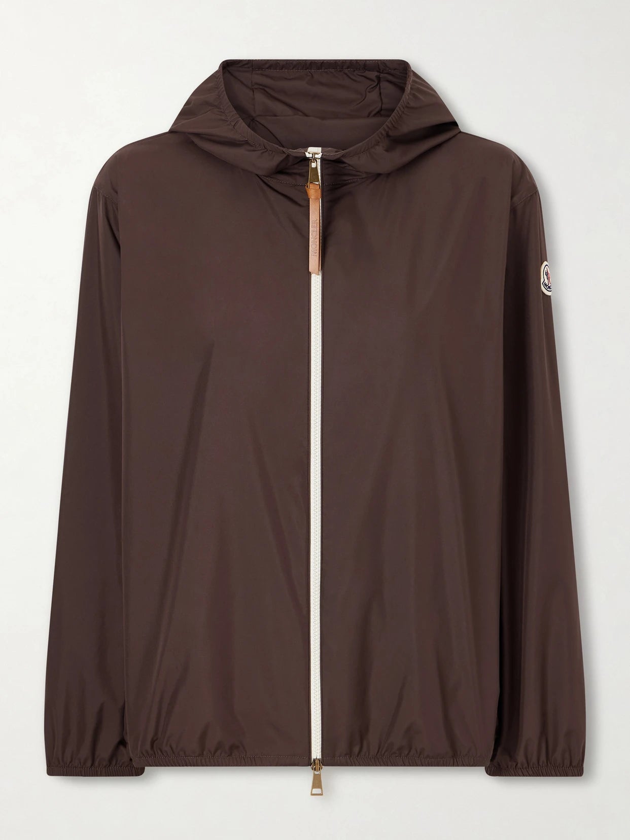 Image of Coats & Jackets. Product name - Fegeos Logo-appliquéd Hooded Shell Jacket in Brown colour by brand - Moncler