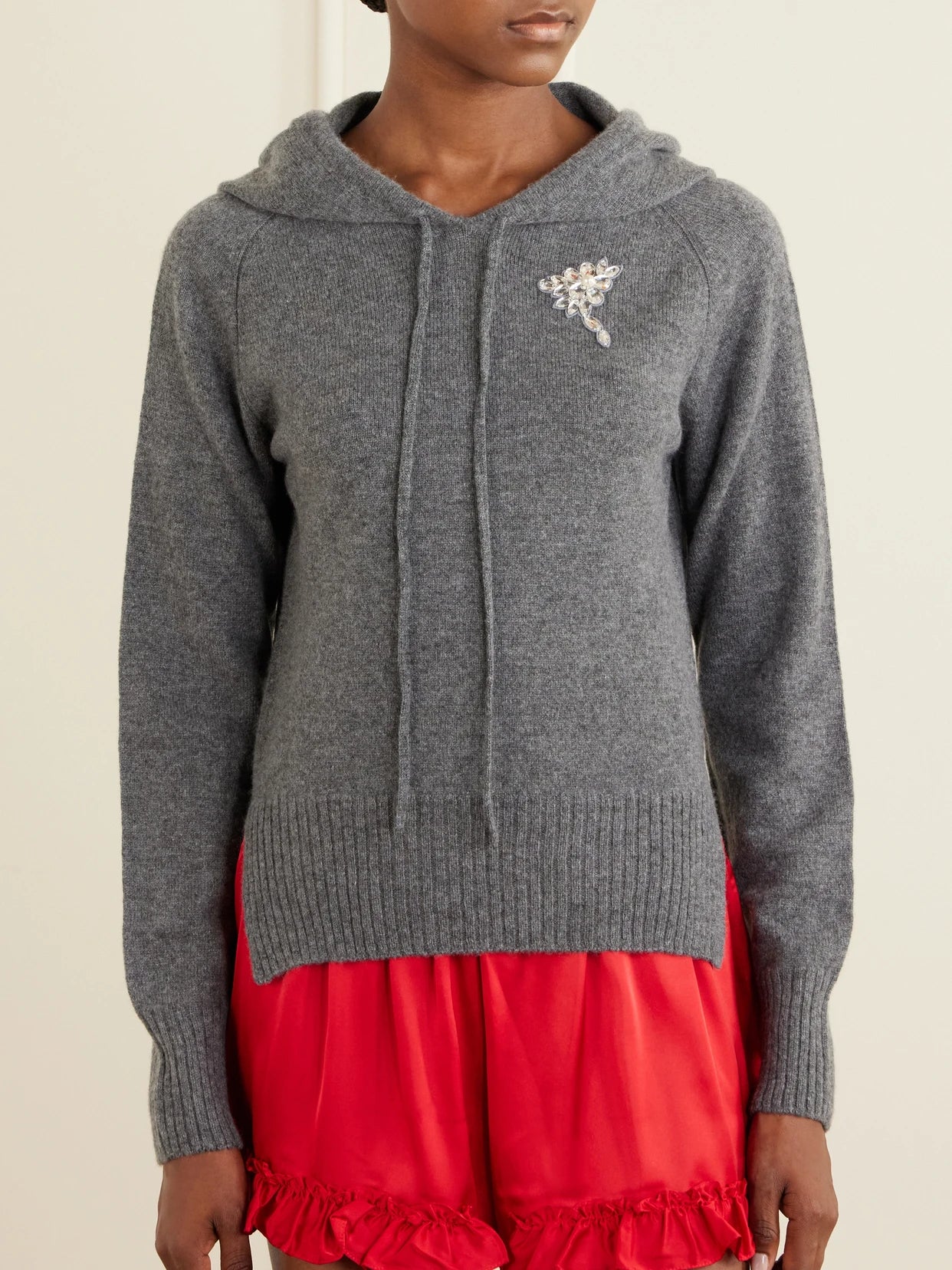 Embellished Knitted Cashmere Hoodie