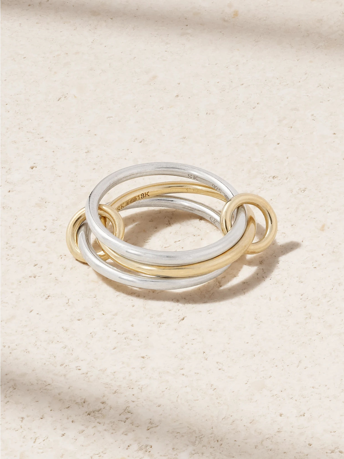 Solarium Set Of Three 18-karat Gold And Sterling Silver Rings