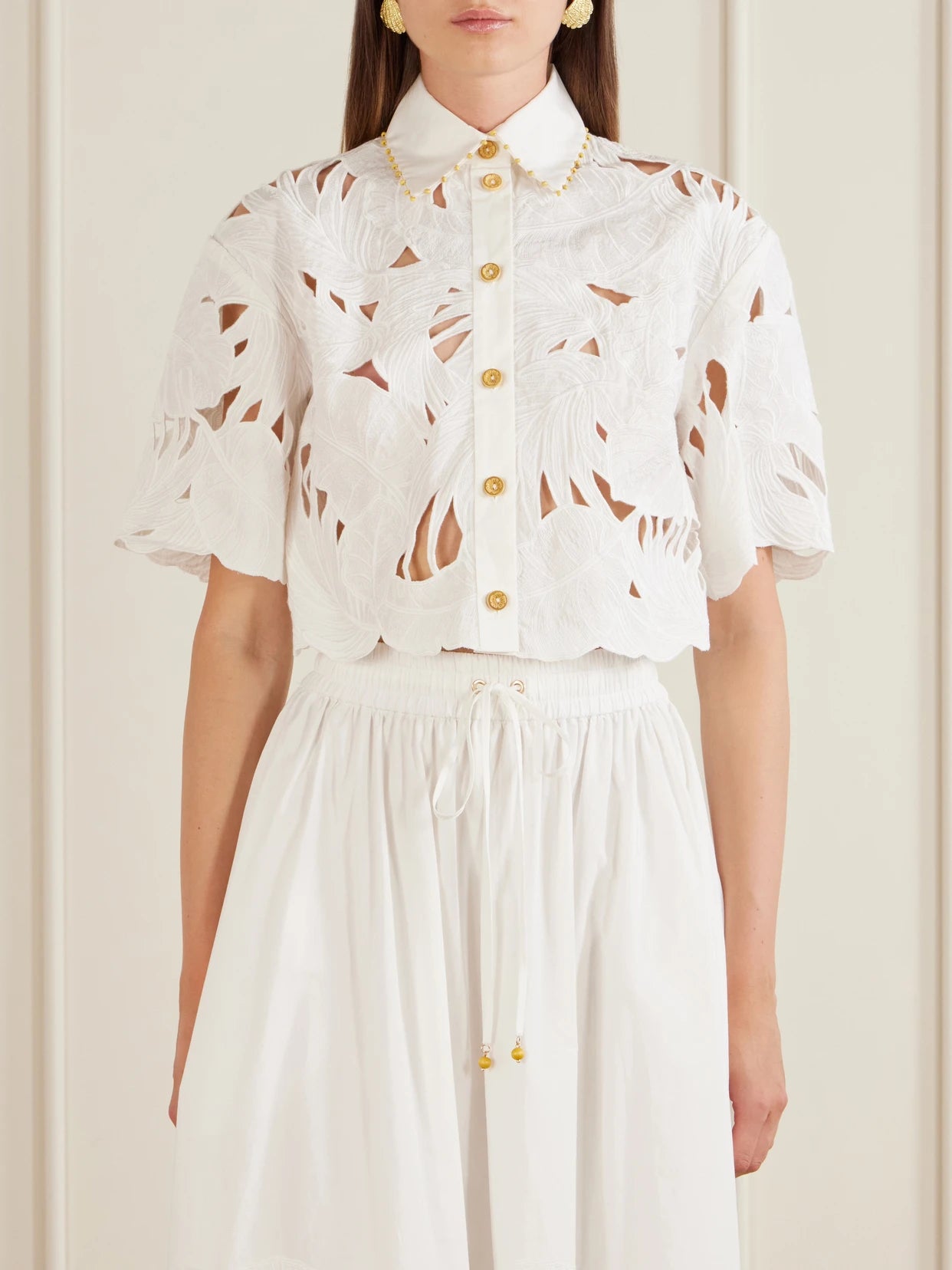 Mahon Cropped Embroidered Cotton Top