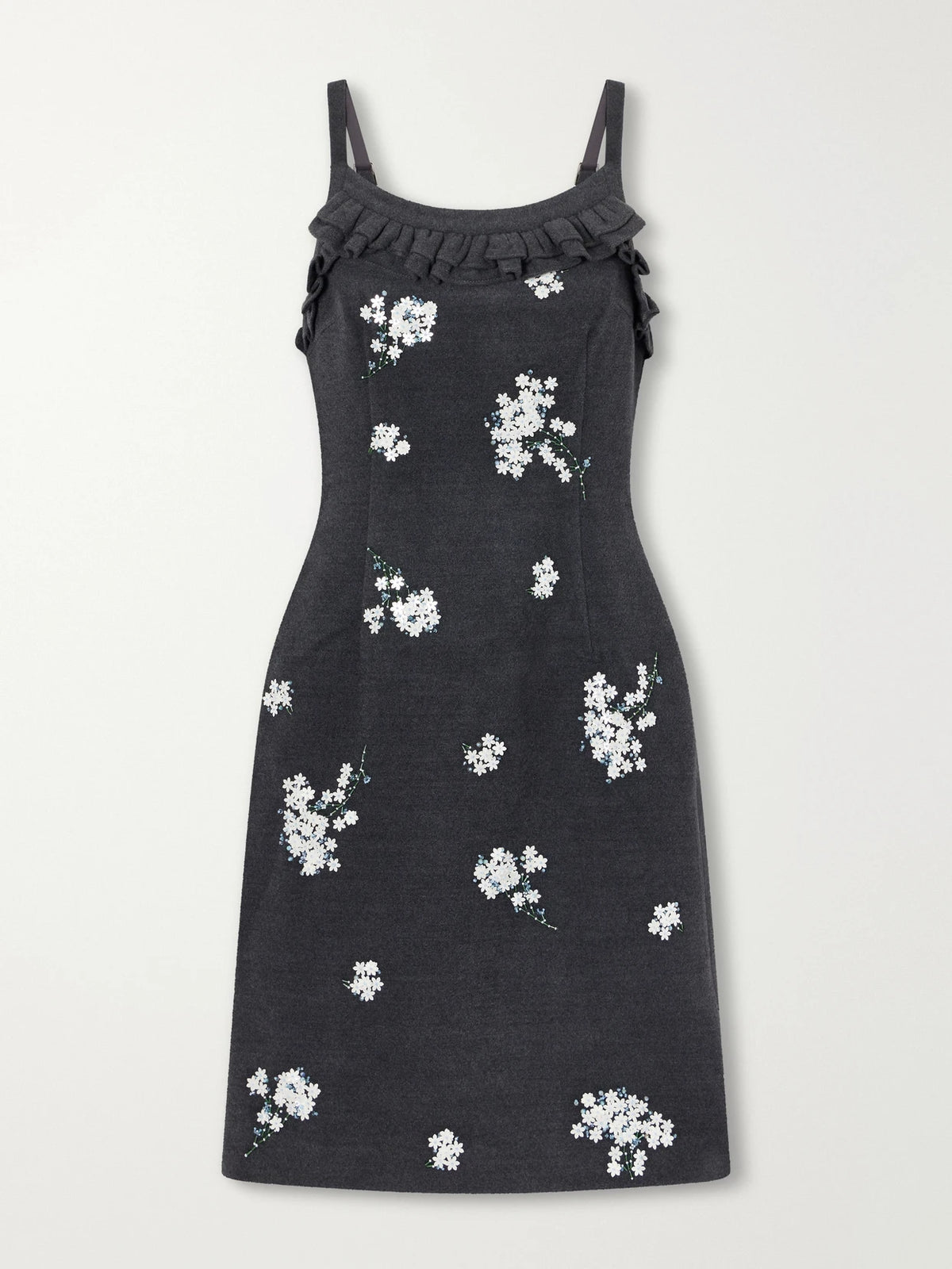 SHUSHU/TONG Sequin-embellished Ruffled Wool-blend Midi Dress