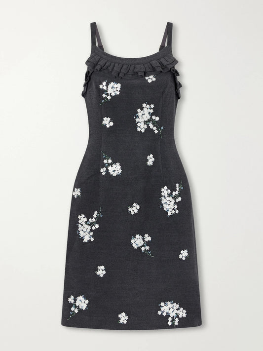 SHUSHU/TONG Sequin-embellished Ruffled Wool-blend Midi Dress
