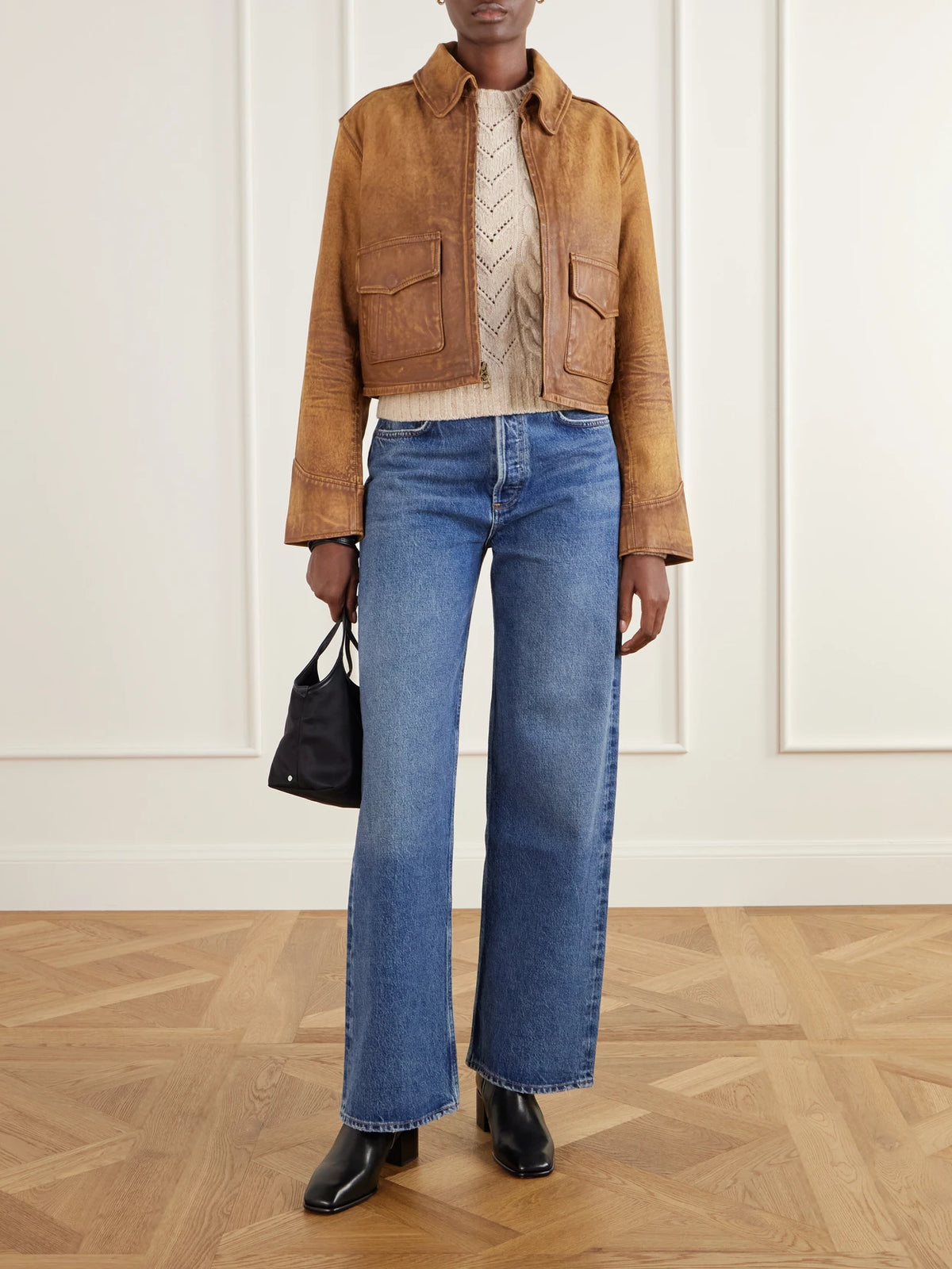 Image of a model wearing Outerwear. Product name - Samba Cable-knit Wool And Cashmere-blend Sweater in Beige colour by brand - Max Mara