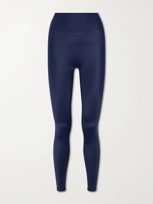 Image of Sleepwear & Loungewear. Product name - Nikeskims Shine Leggings in Navy colour by brand - SKIMS