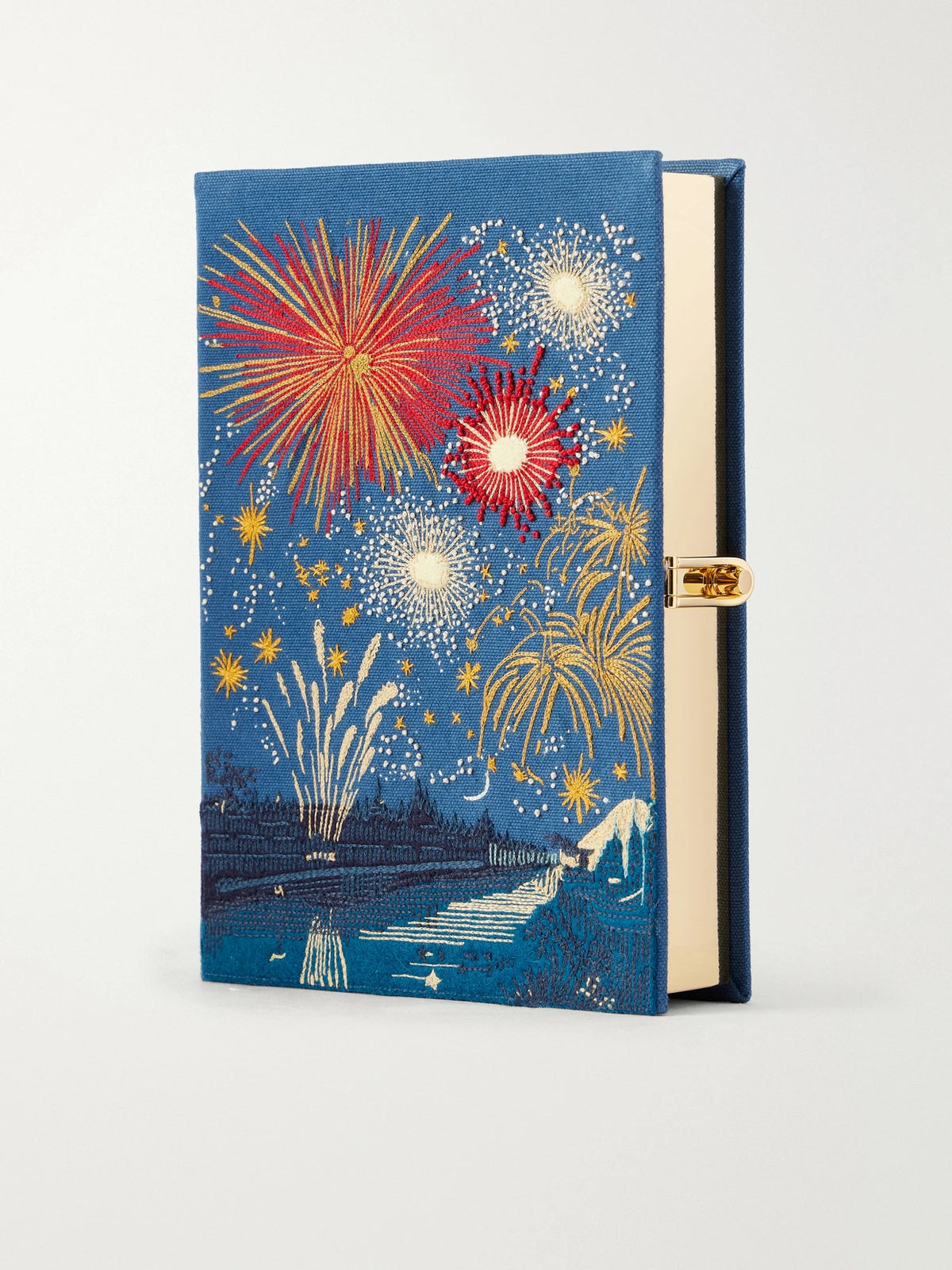 Olympia Le-Tan Fireworks In Paris Embroidered Canvas Clutch