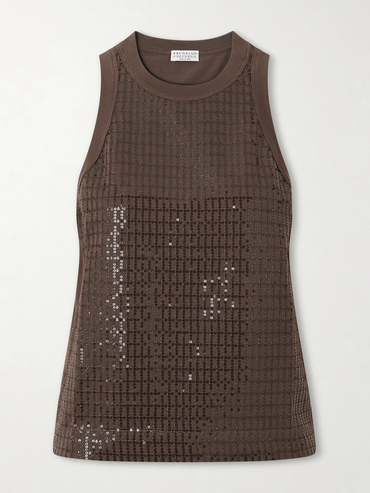 Sequin-embellished Stretch-cotton Jersey Tank