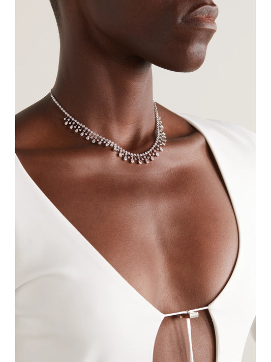 Image of Necklaces. Product name - The Classic 18-karat White Gold Diamond Choker in Multi colour by brand - Kamyen