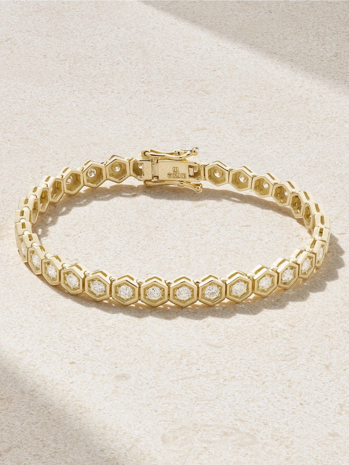 Hexagon Xxlarge 18-karat Gold Diamond Tennis Bracelet