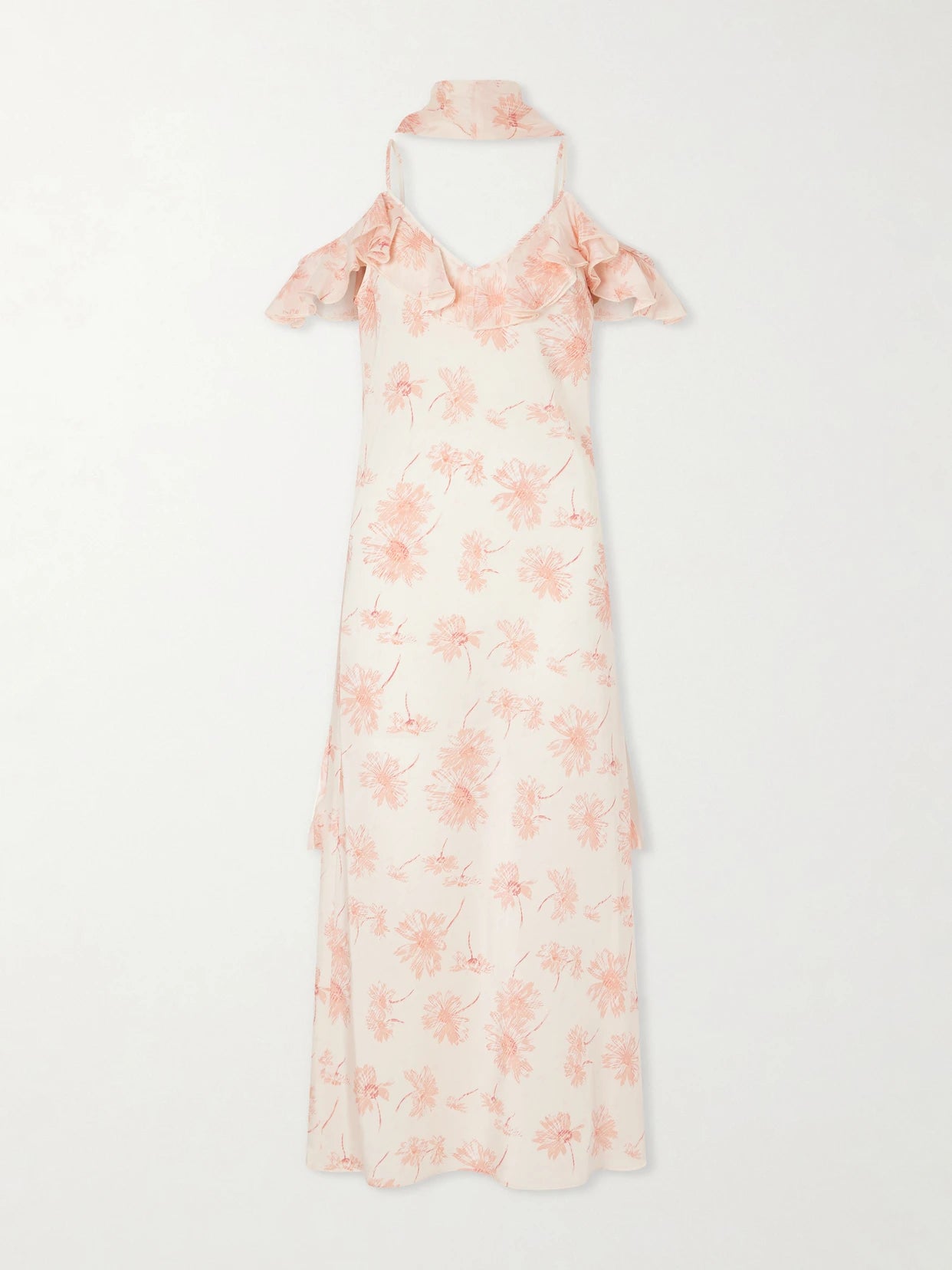 Daisy Ruffled Floral-print Silk Chiffon Midi Dress