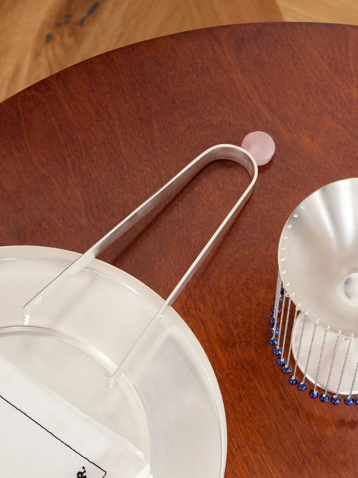 Image of Tableware. Product name - Silver-plated And Quartz Ice Tongs in Multi colour by brand - Natalia Criado