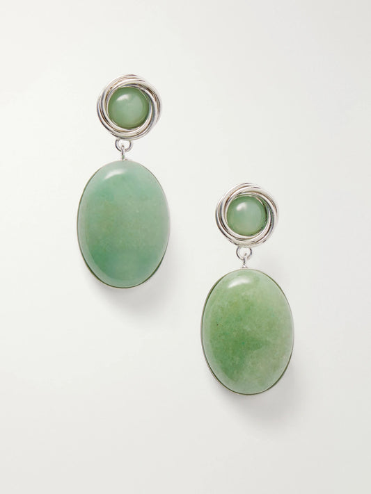 Ruthie Silver-tone Aventurine Earrings