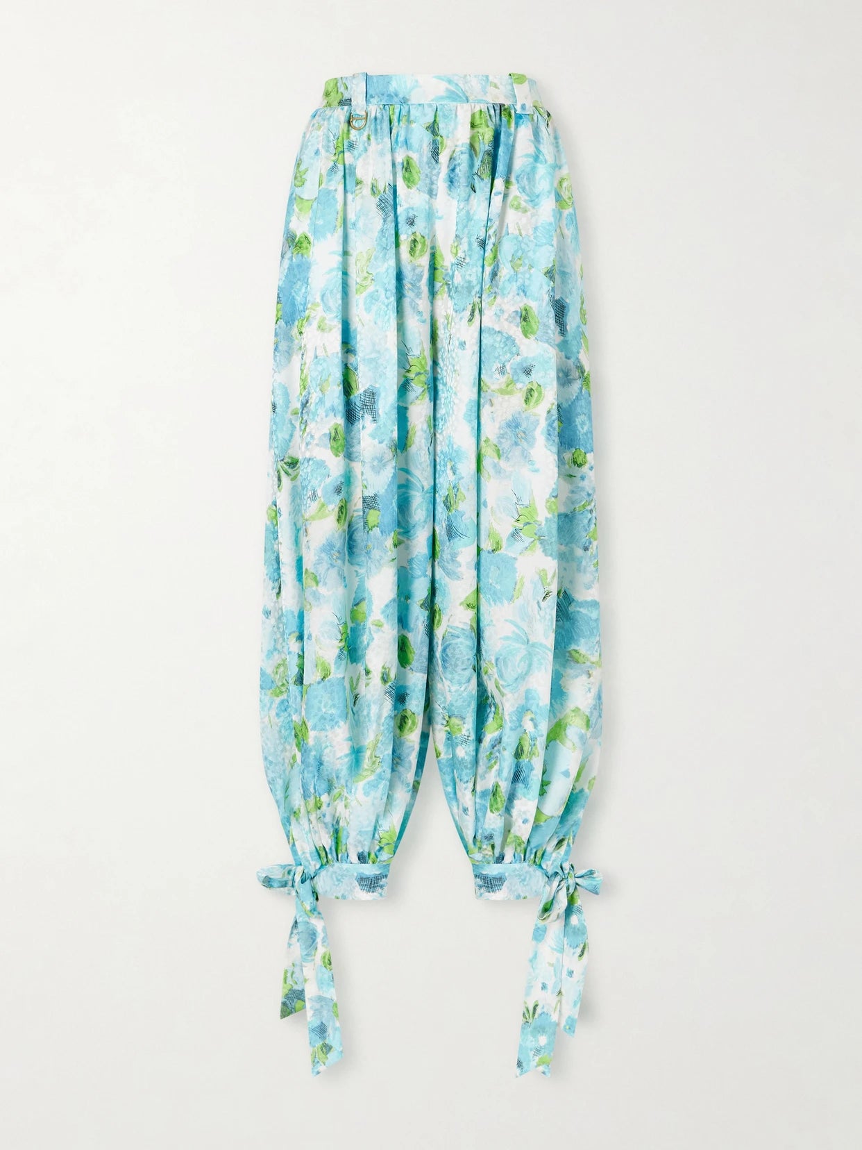Floral-print Silk-jacquard Balloon Pants