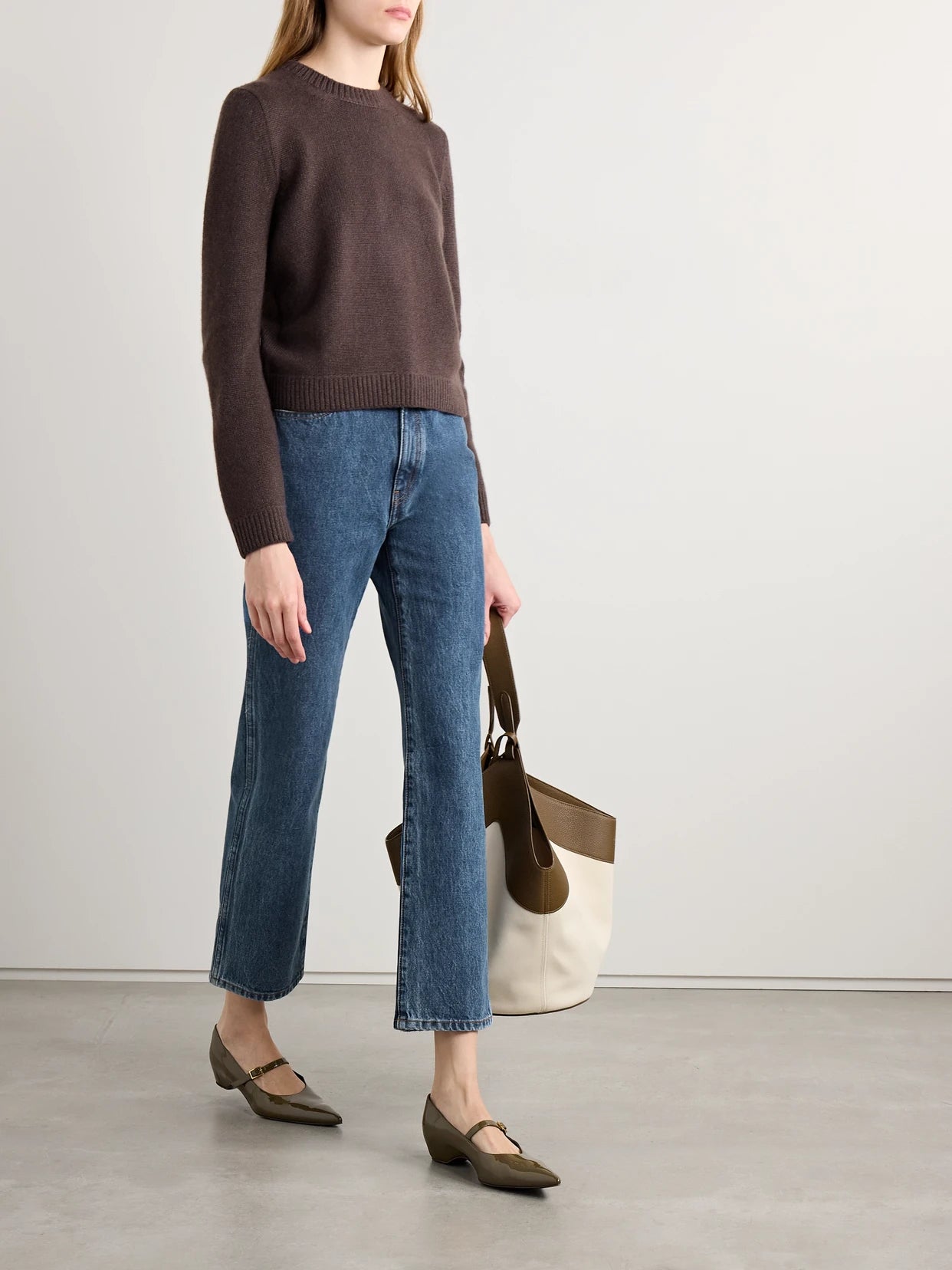 Image of Jeans. Product name - Abigail Cropped High-rise Straight-leg Jeans in Blue colour by brand - KHAITE