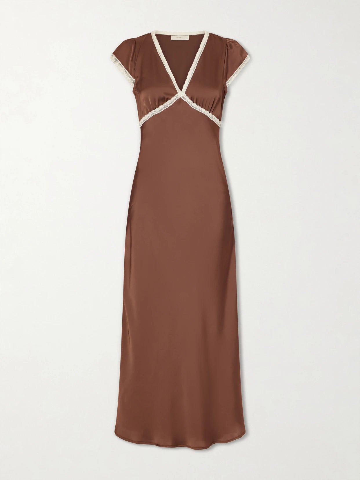 Elvira Lace-trimmed Satin Midi Dress