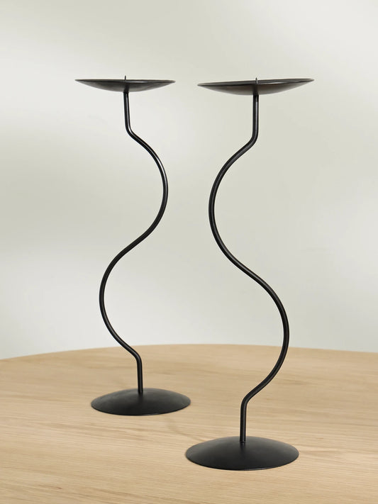 Dancing Duo Set Of Two Iron Candlesticks