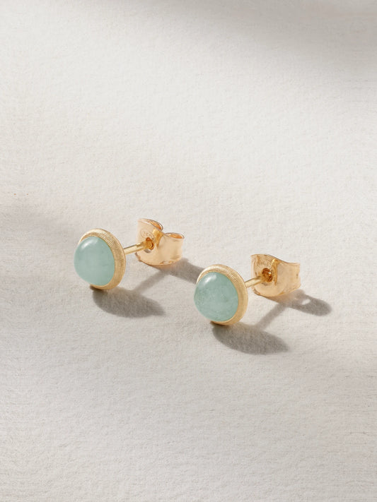 Lotus 18-karat Gold Aquamarine Earrings