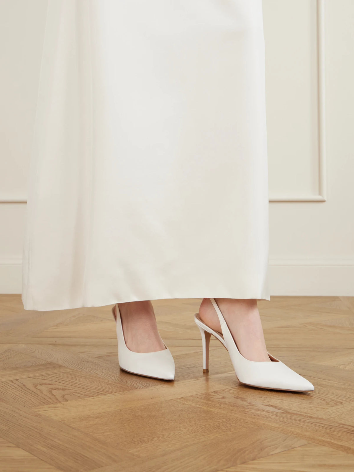 Ribbon 85 Satin Slingback Pumps