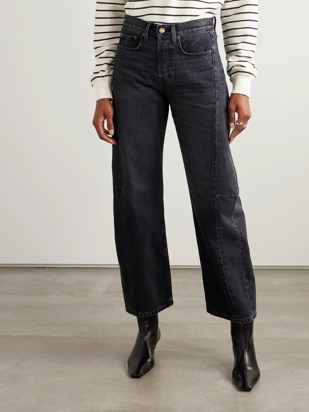 Slim Lasso Cropped Mid-rise Wide-leg Jeans