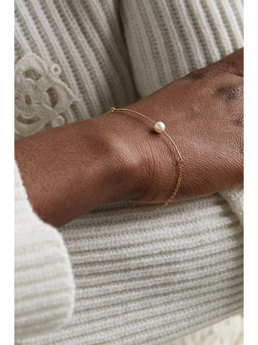 Image of Bracelets. Product name - 14-karat Recycled Gold Pearl Bracelet in Multi colour by brand - Melissa Joy Manning