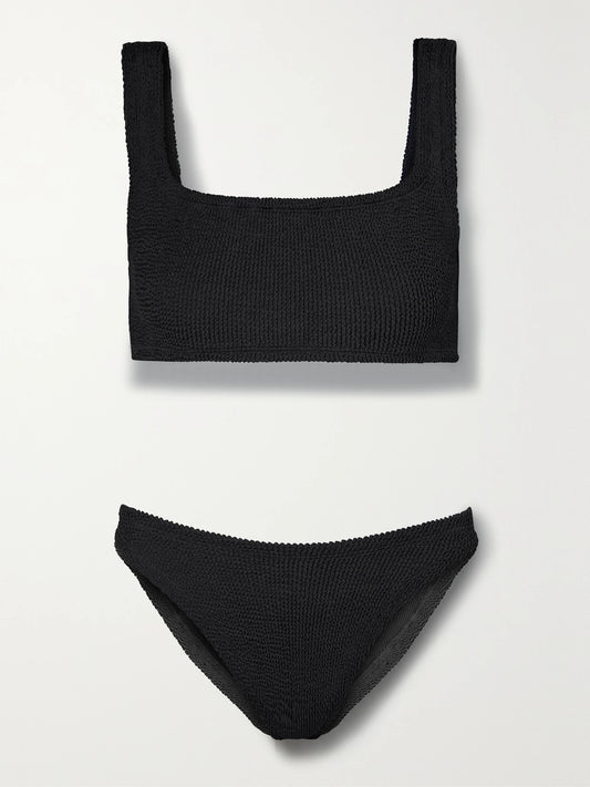 Image of Swimwear. Product name - Xandra Original Crinkle Bikini in Black colour by brand - Hunza G