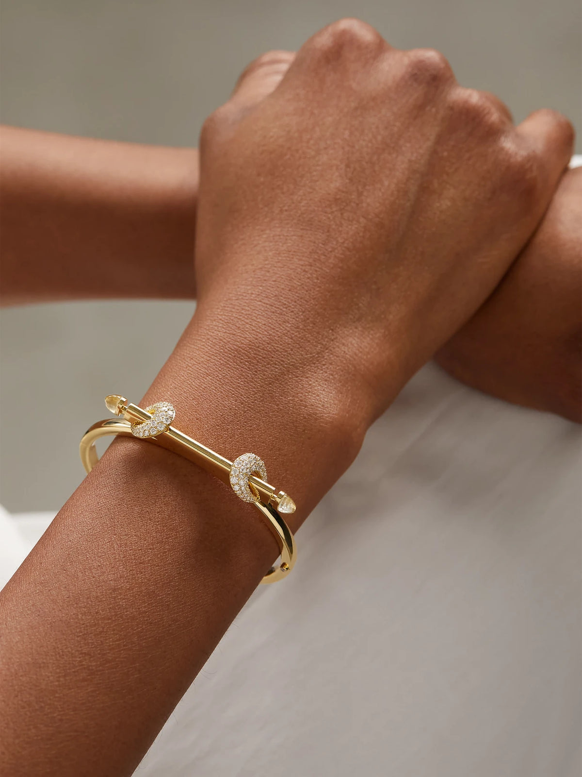 Image of Bracelets. Product name - Chakra Icon 18-karat Gold, Diamond And Quartz Bangle in Multi colour by brand - Ananya