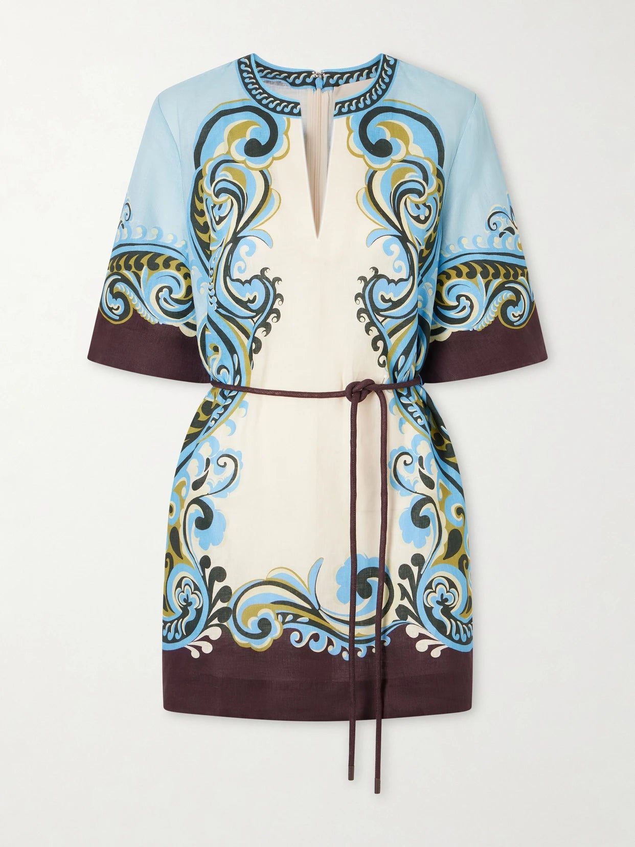 Image of Dresses. Product name - Natalia Printed Linen Mini Dress in Cream colour by brand - ALÉMAIS
