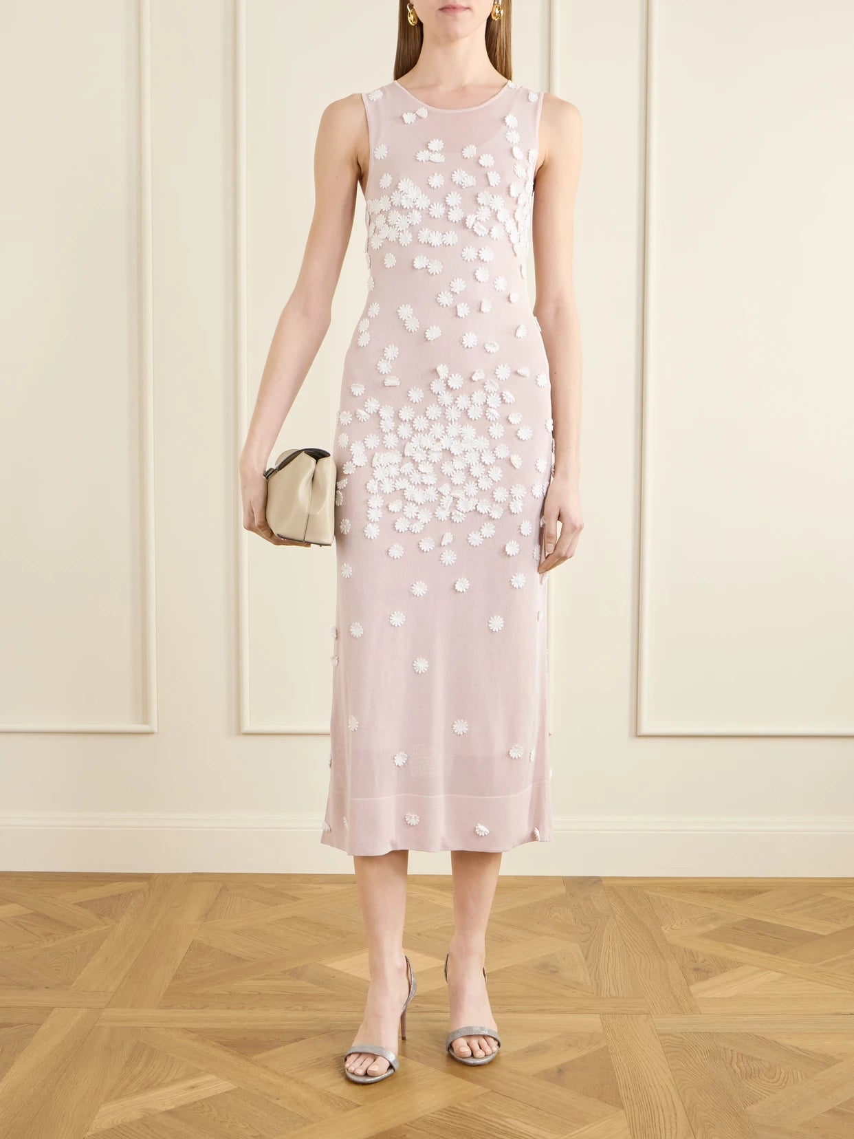 Image of Dresses. Product name - Nelly Embellished Jersey Maxi Dress in Blush colour by brand - Altuzarra