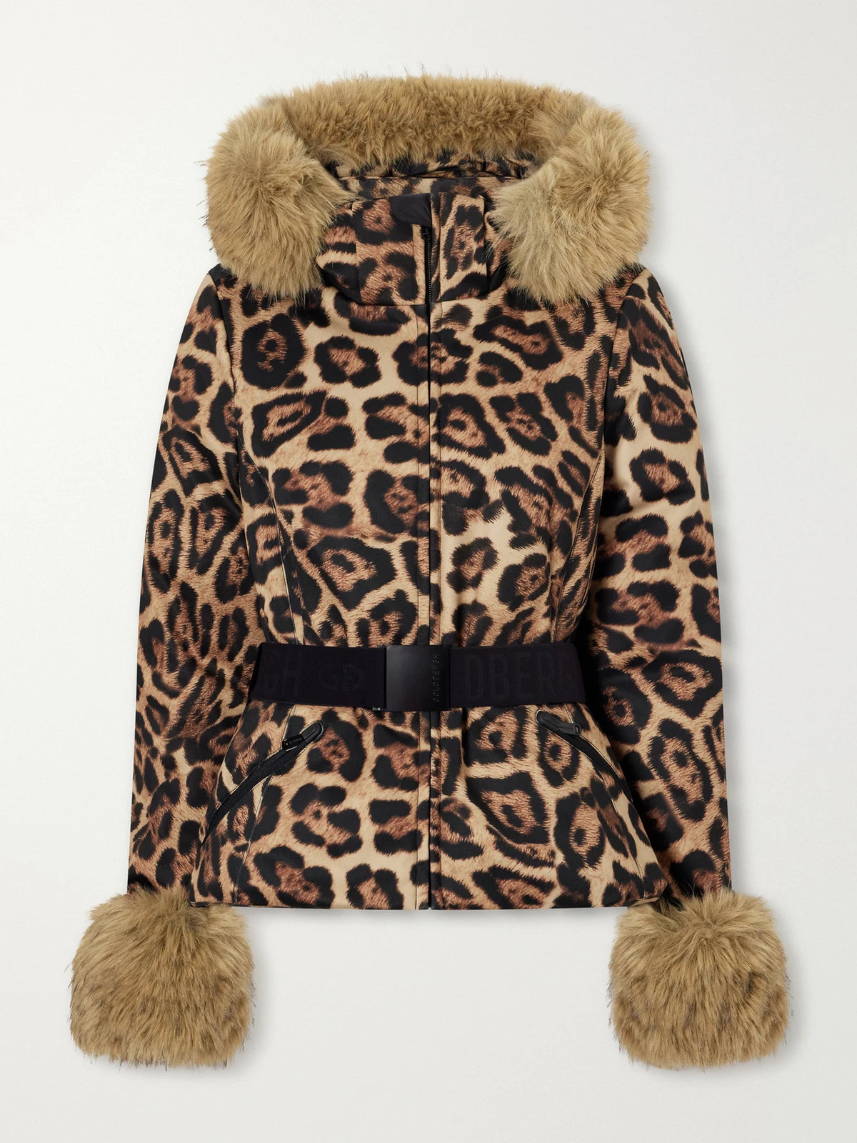 Goldbergh Jagger Belted Plush-trimmed Leopard-print Ski Jacket