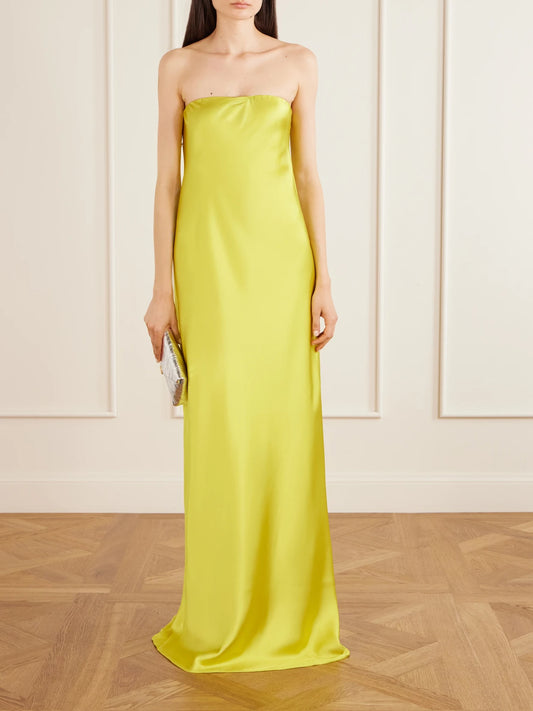 Bias Strapless Satin Gown