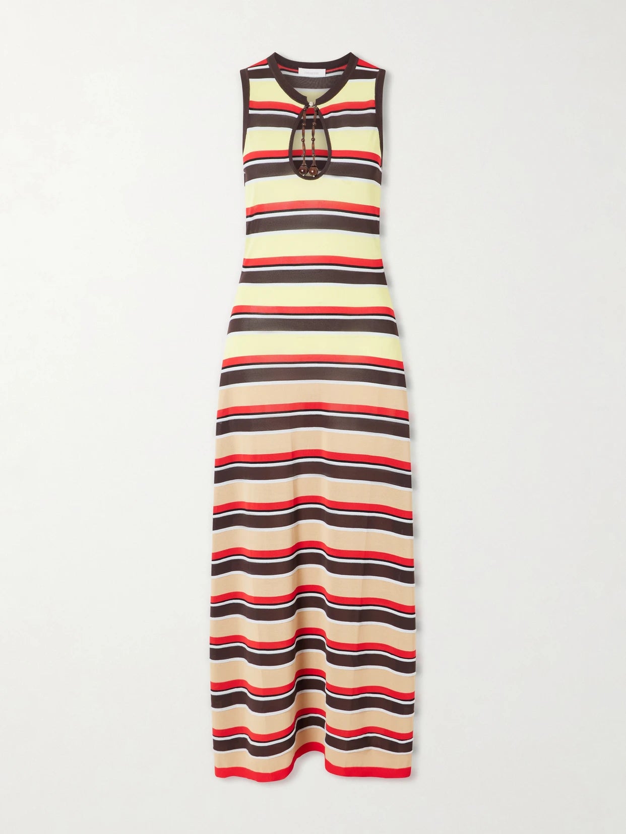 Bead-embellished Striped Knitted Maxi Dress