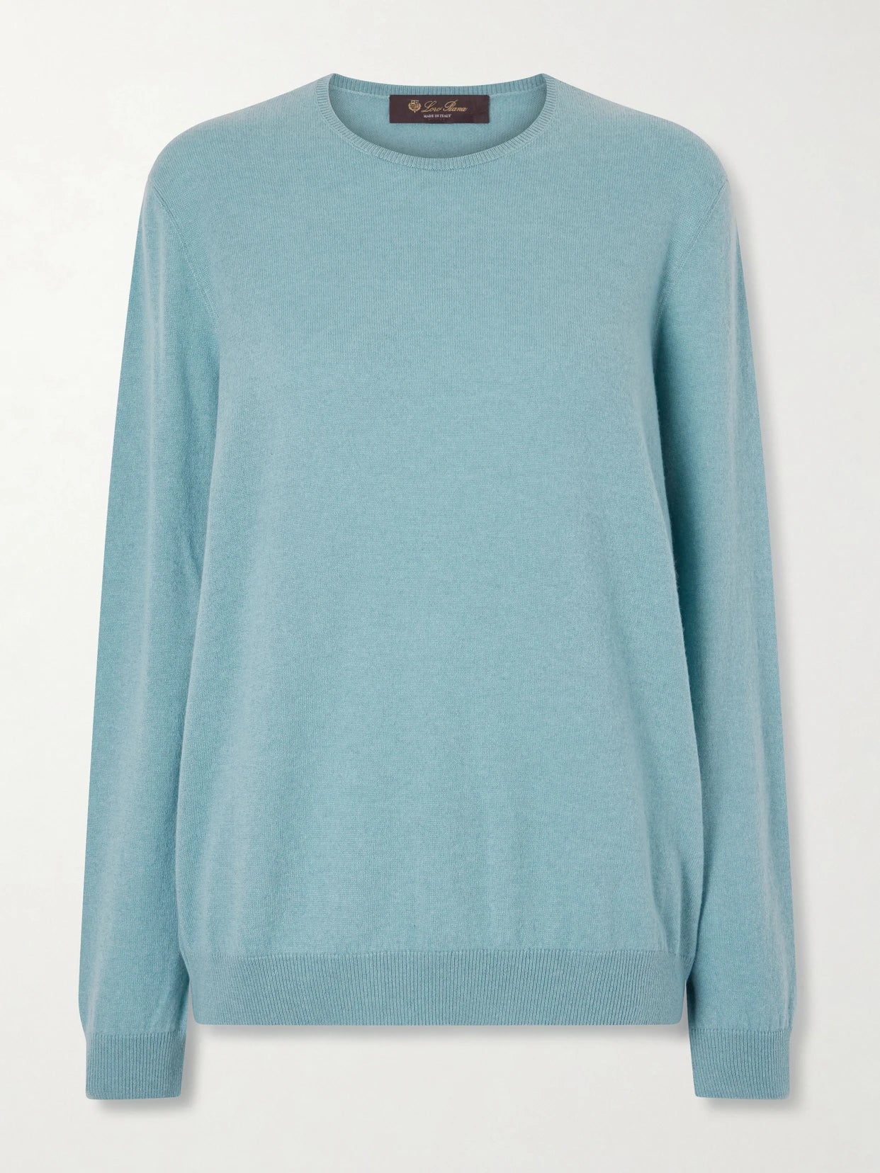 Image of a model wearing Outerwear. Product name - Sergio Cashmere Sweater in Blue colour by brand - Loro Piana