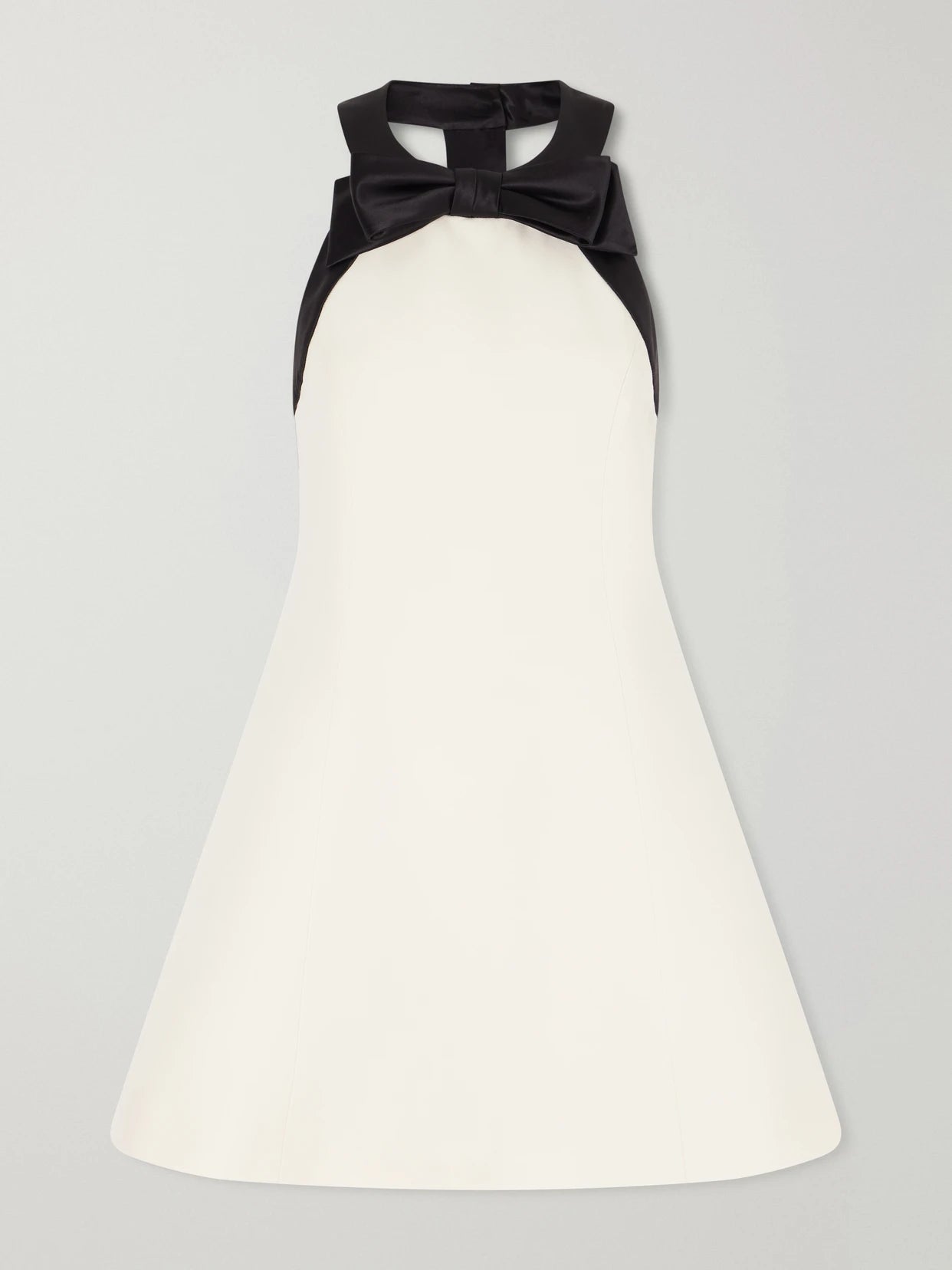 Bow-detailed Satin-trimmed Wool And Silk-blend Crepe Mini Dress