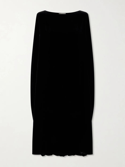 Image of Dresses. Product name - Kaely Velvet Midi Dress in Black colour by brand - The Row