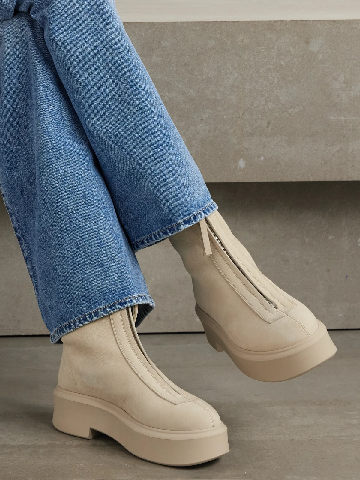 Nobilis Textured-nubuck Platform Ankle Boots