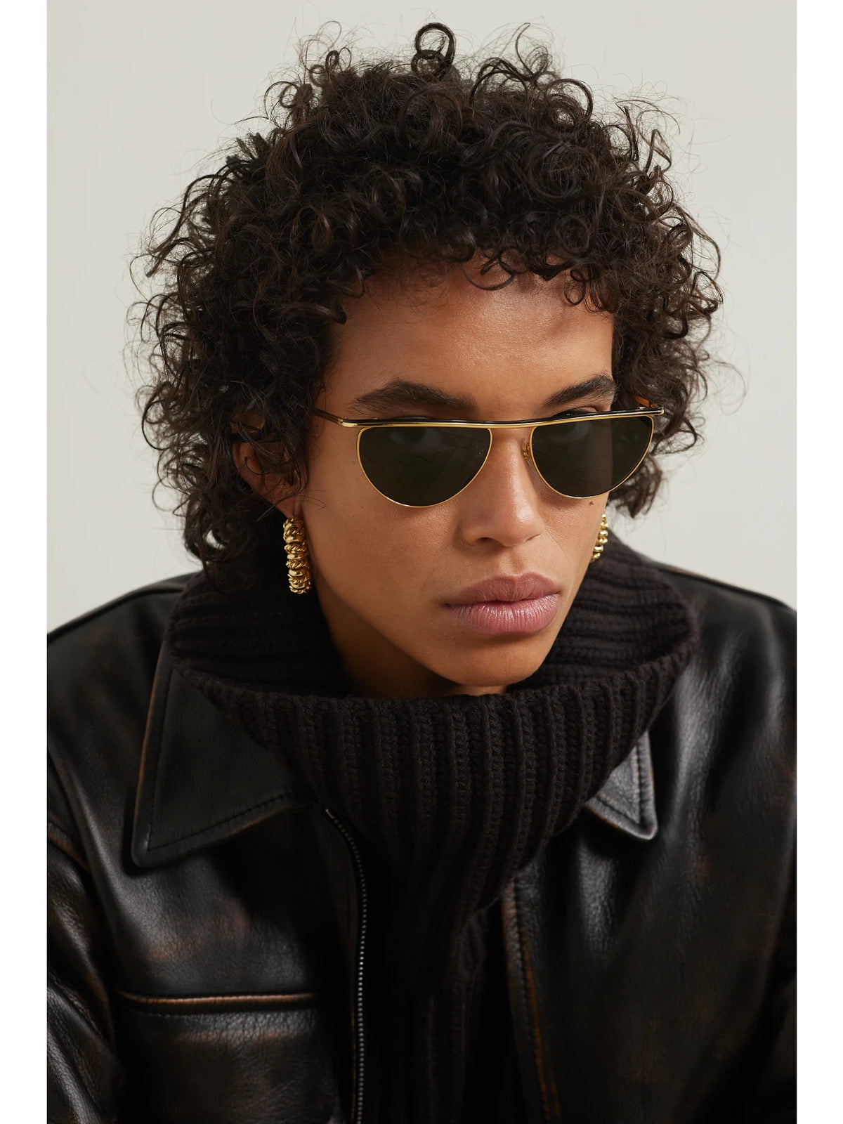 Image of Sunglasses. Product name - + Khaite 1984c Cat-eye Gold-tone Sunglasses in Multi colour by brand - Oliver Peoples