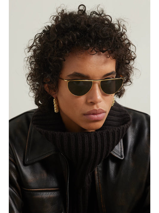 Image of Sunglasses. Product name - + Khaite 1984c Cat-eye Gold-tone Sunglasses in Multi colour by brand - Oliver Peoples