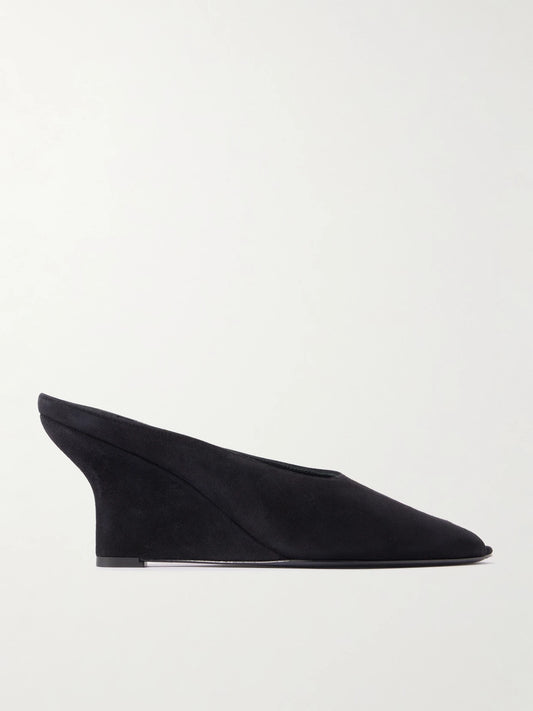 Velvet Wedge Mules