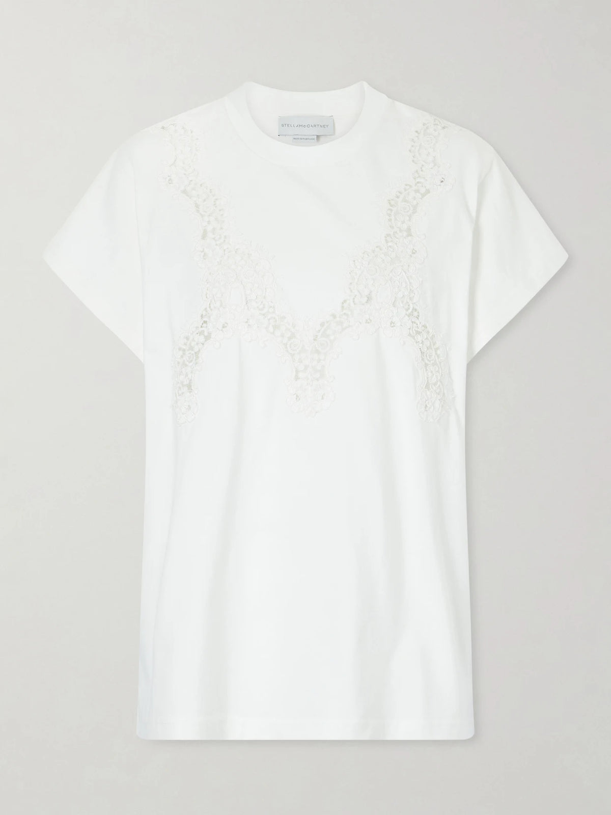 Stella McCartney Lace-trimmed Cotton-jersey T-shirt