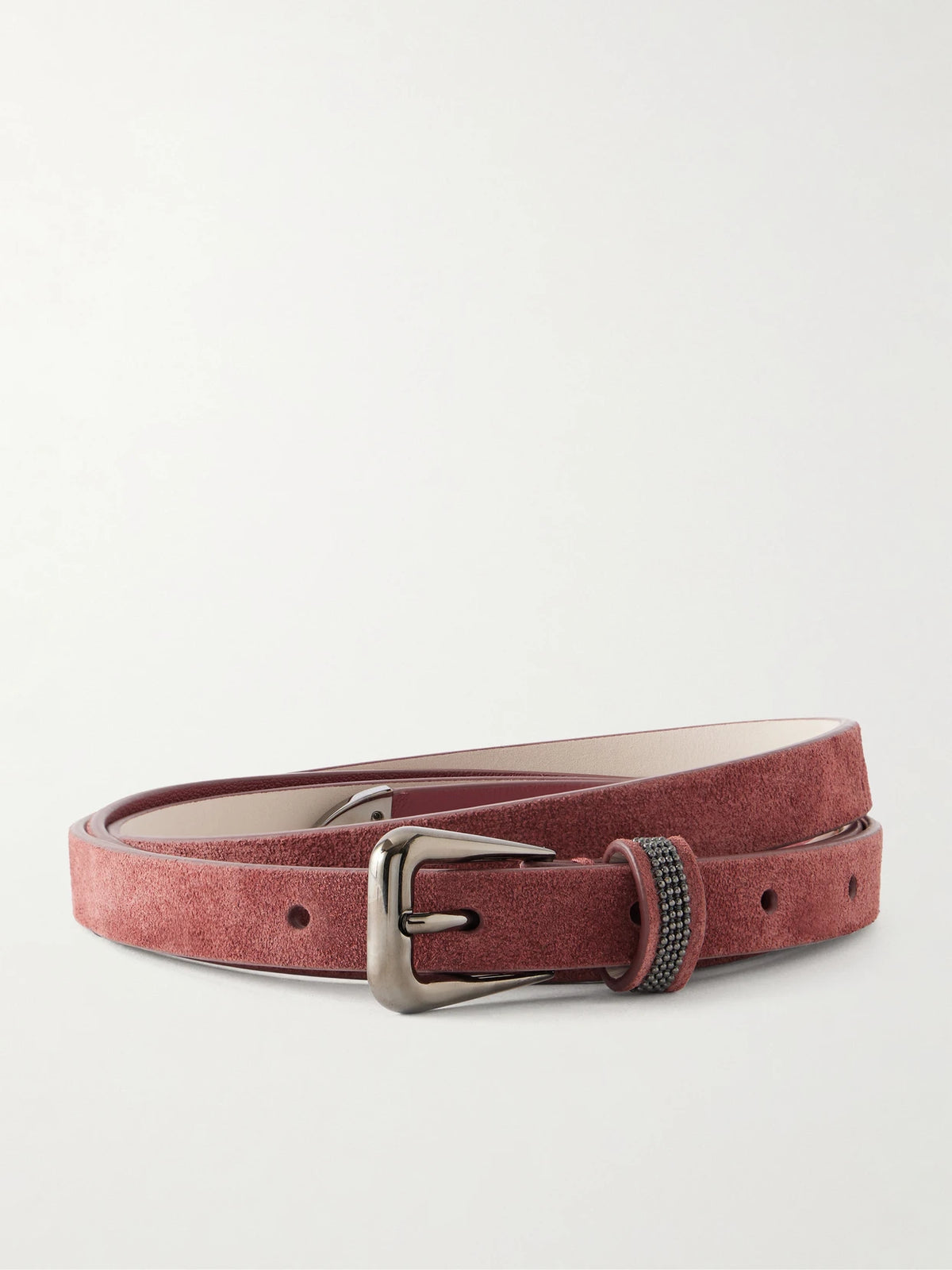 Embellished Suede Skinny Belt