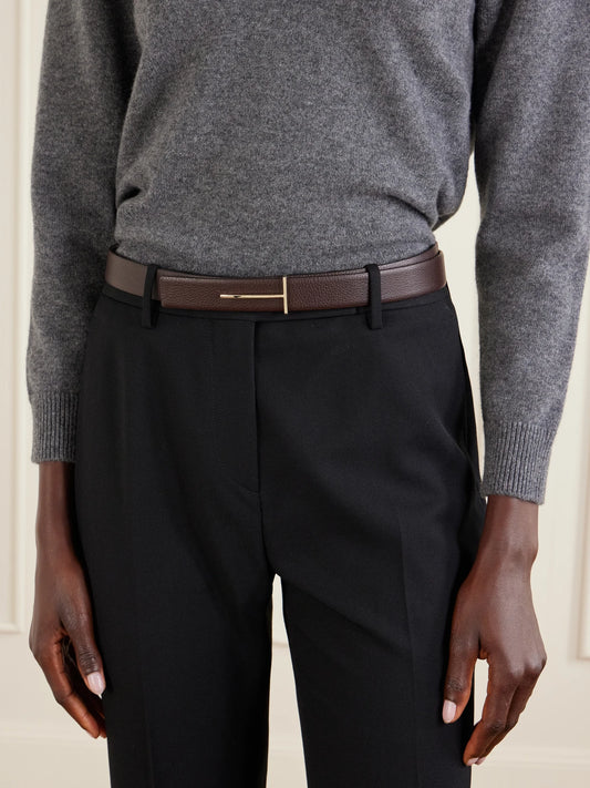 Slim T Textured-leather Belt