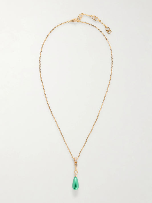 Vlogo Gold-tone, Stone And Crystals Necklace