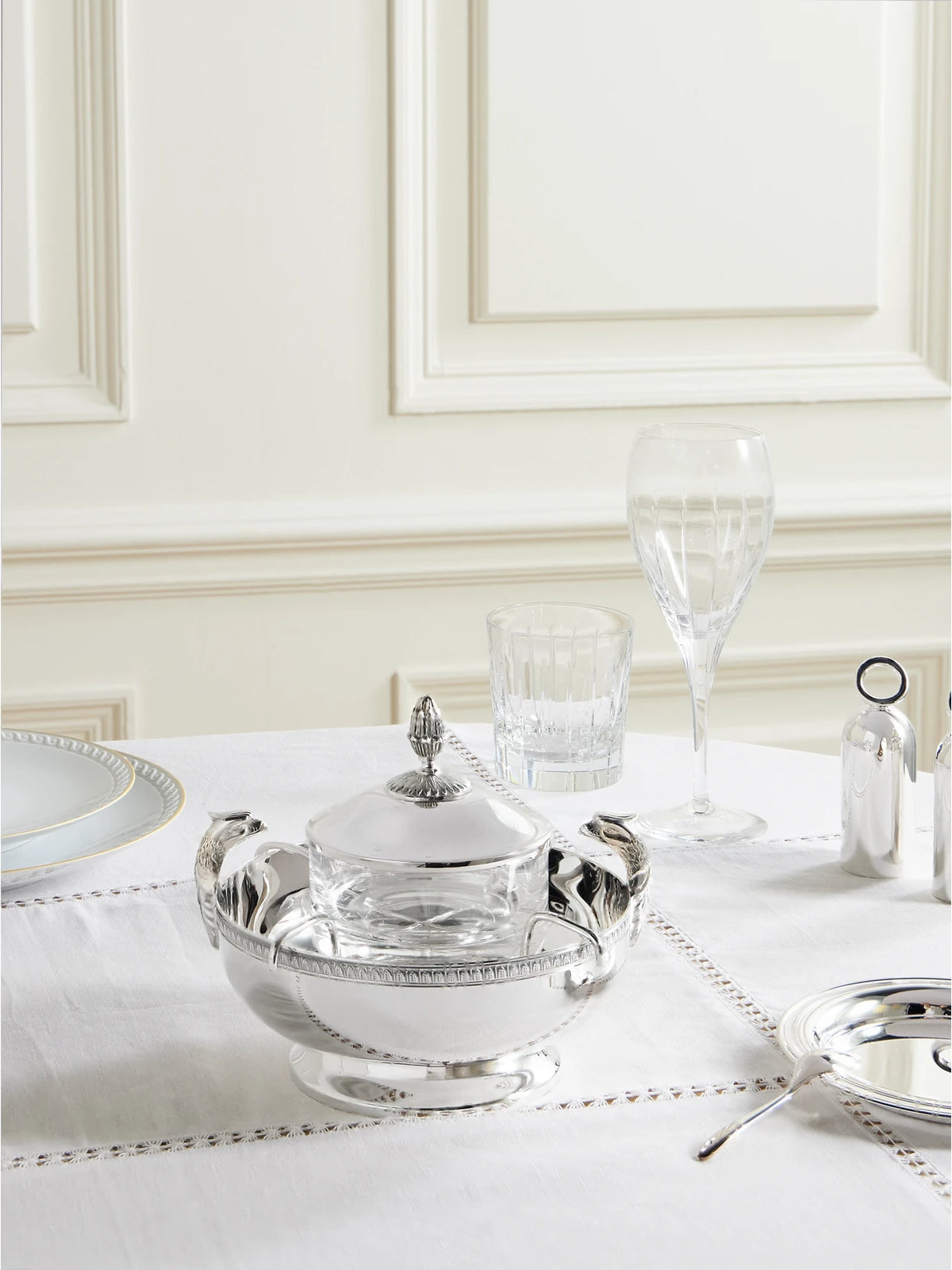 Image of Tableware. Product name - Malmaison Silver-plated Caviar Serving Set in Multi colour by brand - Christofle