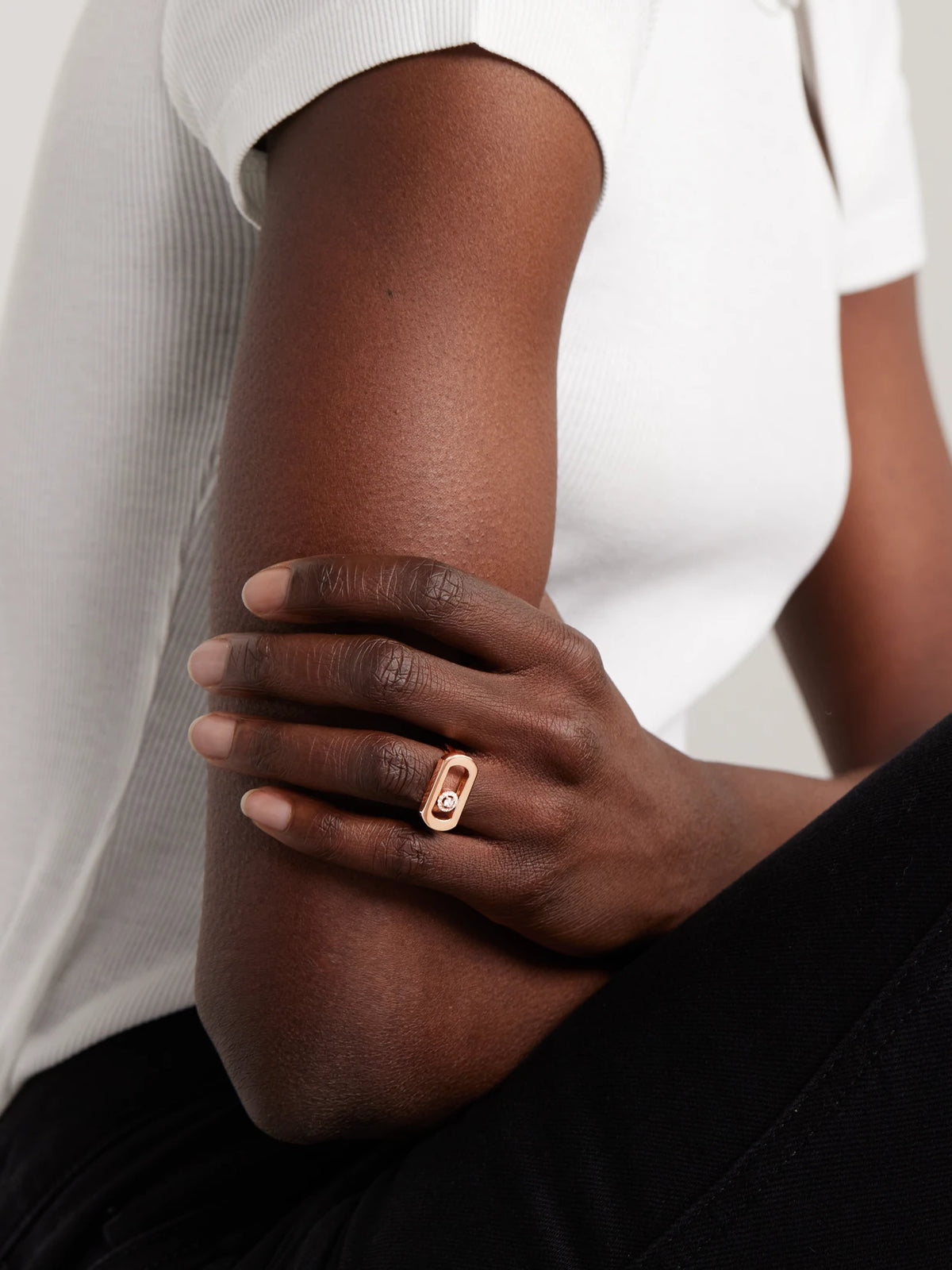Image of Rings. Product name - So Move 18-karat Rose Gold Diamond Ring in Multi colour by brand - Messika
