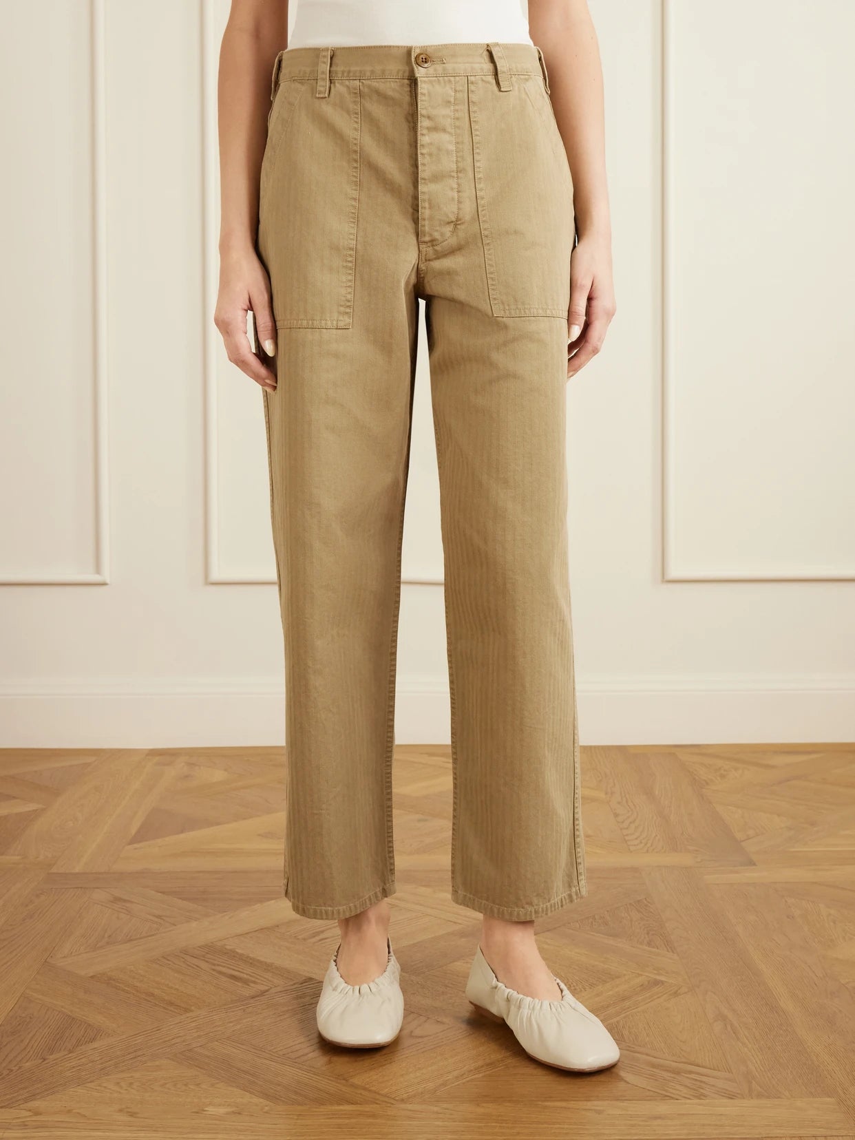 Earl Herringbone Cotton Straight-leg Pants