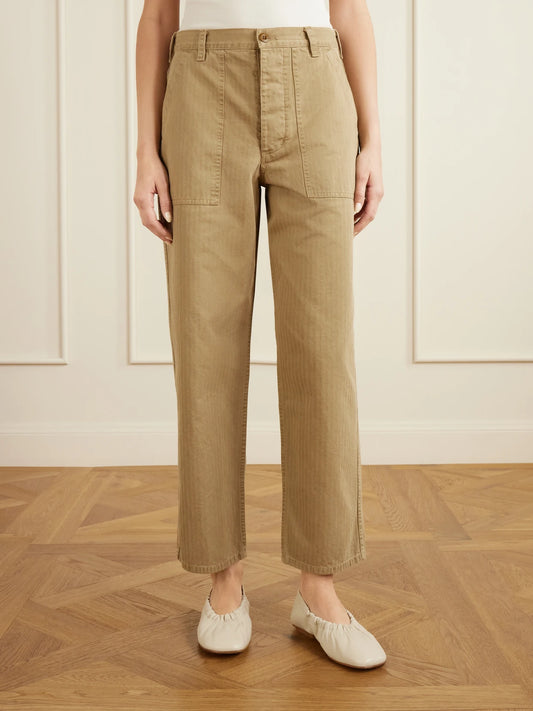 Earl Herringbone Cotton Straight-leg Pants