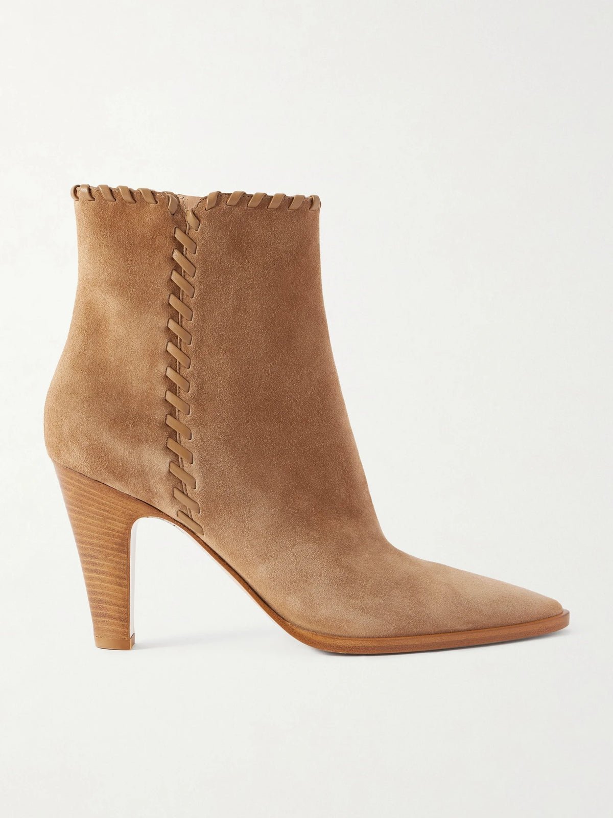 Whipstitched Leather-trimmed Suede Ankle Boots