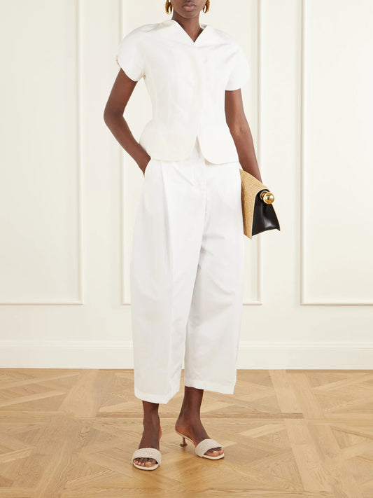 Image of Coats & Jackets. Product name - La Veste Ovalo Faille Blazer in White colour by brand - Jacquemus