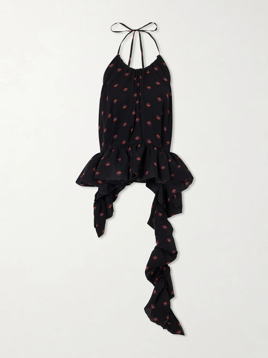 Tamara Printed Silk-chiffon Peplum Blouse