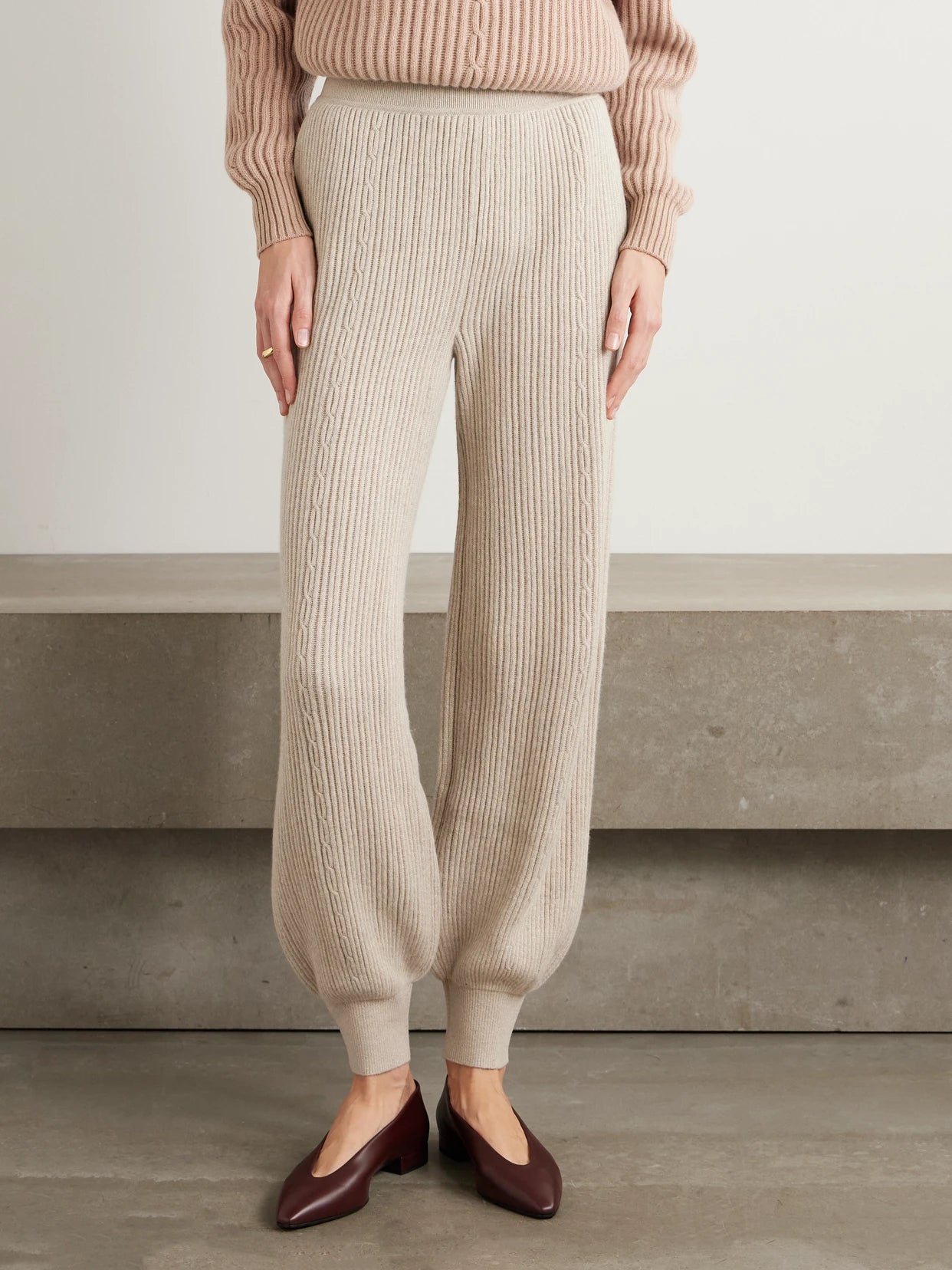 Plane Tree Ribbed Cashmere-blend Tapered Pants